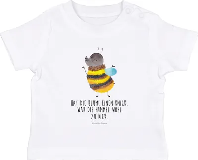 Produktbild von Mr. & Mrs. Panda Babyshirt Hummel flauschig 0. - 6. Monat - Weiß - Geschenk, Kleinkind T-Shirt, Blume, , Natur, Organic Baby Shirt, Lustige Sprüche, Biene