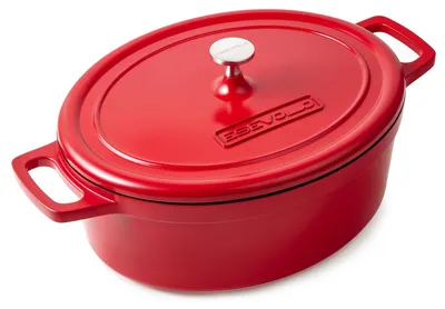 Immagine prodotto di Pentola a induzione in ghisa, capacità 11 litri, colore rosso con rivestimento antiaderente in Vetroceramica