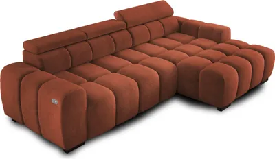 Produktbild von Ecksofa OMBO 285x168x77/97 cm, Rechte Seite Mit Schlaffunktion, Elektrisch Ausziehbarer Sitzfläche, Verstellbaren Kopfstützen, Dunklen Buchenholzfüßen, Hydrophobem SALVADOR-Bezugstoff - Olivgrün