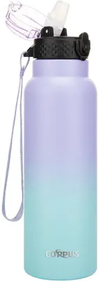 Obrázok produktu pre Termoska 750 ml bez BPA, z nehrdzavejúcej ocele, s vákuovou izoláciou, so slamkou, na šport, cestovanie, kempovanie