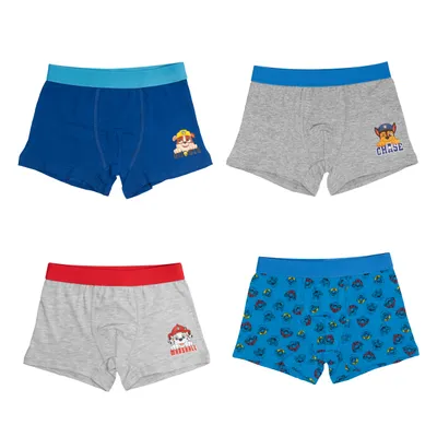 Produktbild von Paw Patrol - Boxershorts für Jungen Unterhose Unterwäsche Blau/Grau (4er Pack), Größe:122-128