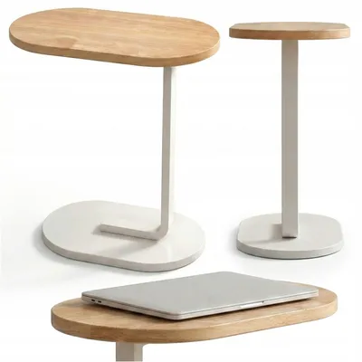Produktbild von C-förmiger Couchtisch – Beistelltisch für Wohnzimmer und Schlafzimmer, weiß