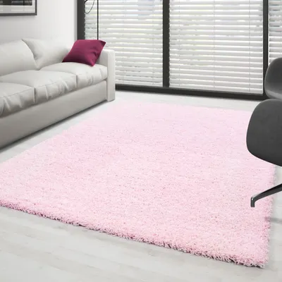 Produktbild von Weicher und flauschiger rosa Hochflorteppich, 30 mm Florhöhe, für Wohn- und Schlafzimmer 200x200 cm Rund