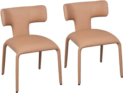 Produktbild von WOLTU Esszimmerstuhl, Küchenstuhl, aus Kunstleder, mit Rückenlehne & Metallgestell, 150 kg belastbar : Hellkamelbraun 2 Farbe: Hellkamelbraun Stückzahl: 2