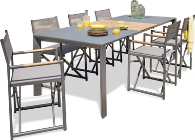 Image de Ensemble repas de jardin 6 places en aluminium