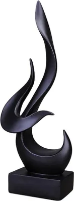 Immagine prodotto di Uniqoos® Scultura decorativa moderna a forma di fiamma – nera, in resina, 15,5 x 8,5 x 39 cm, elegante decorazione per soggiorno e camera da letto, antiscivolo con protezioni in feltro