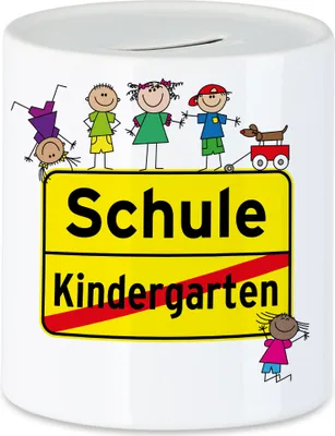 Produktbild von Kindergarten Vorbei Schule Spardose Einschulung Lustiges Motiv Straßenschild 1. Klasse