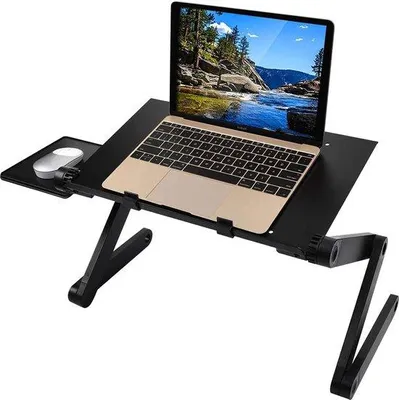 Zdjęcie produktu dla Aluminiowa podstawka pod laptopa z podkładką pod klawiaturę – stolik pod laptopa do łóżka – składany blat