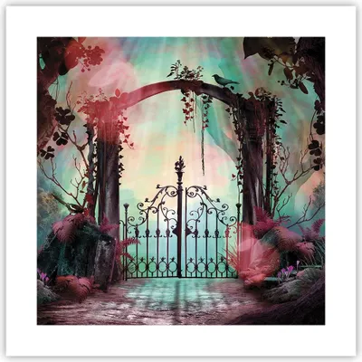 Produktbild von Poster - Poster ohne Rahmen - Fantasie Tor Garten - 40x40 cm - Wand Bild - Wanddeko - Wandbilder - Kunstposter - Wandposter - Bilder - Kunstdruck - Wanddekoration - Wandbild - P2XAC40x40-4517
