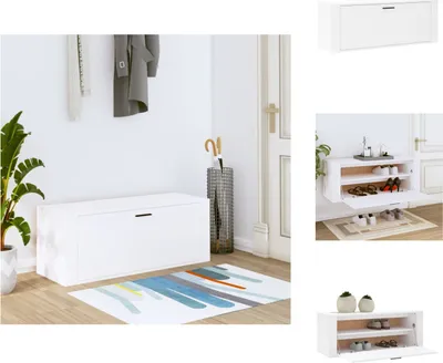 Obrázek produktu pro vidaXL Nástěnný botník bílý 100x35x38 cm materiál na bázi dřeva - Botníky a skříně