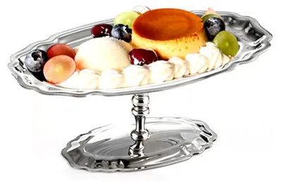 Obrázok produktu pre Nerezový servírovací podnos na dezerty s podstavcom, 18 x 10 x 7 cm