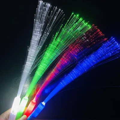 LED-Glasfaser-Leuchtstäbe, bunt, 4 Stück, für Partys