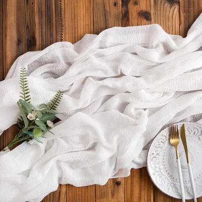 Produktbild von Tischläufer Musselin Käsetuch Weiß 400 x 80 cm Hochzeit Deko