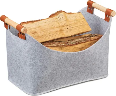 Produktbild von Relaxdays Filztasche, Aufbewahrungskorb Filz, faltbare Aufbewahrungsbox, Filzkorb mit Henkeln, HBT 27x40x22 cm, hellgrau