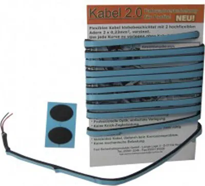 Image de Câble lumineux FASI 2.0, autocollant, longueur 2 m, 2 extrémités, flexible, noir, facile à installer, éclairage optimal du vélo