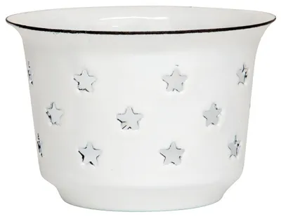 Produktbild von IB Laursen Teelicht Halter EMAILLE WEISS mit STERNEN Kerzenhalter 5x7,5 cm