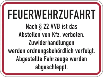 Produktbild von Dreifke® Hinweisschild Feuerwehrzufahrt, Feuerwehrzufahrt nach § 22 VVB | Alu...