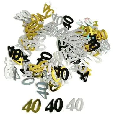 Produktbild von 40. Geburtstag schwarz gold silber Konfetti Zahl