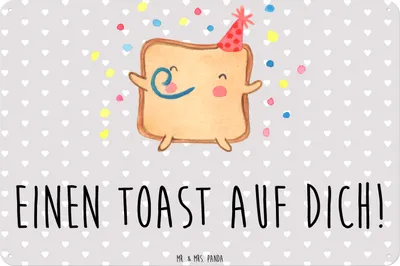 Produktbild von Mr. & Mrs. Panda tafel Toast Party DIN A3 - Grau Pastell - Geschenk, Mitbringsel, Magnetschild, für Freundin, Wandbild, Valentinstag, Partner, Blechschild, Schild, Frauen