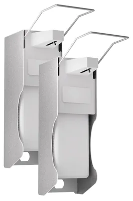 Image de Distributeur de savon mural 1 000 ml (lot de 2) – Hygiénique et sans contact, pour désinfectant et savon liquide, aluminium blanc