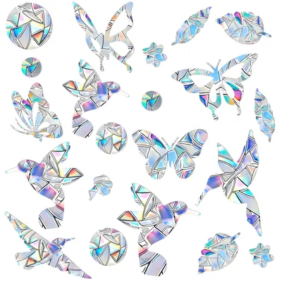 58-tlg. Prisma-Vogelaufkleber, Kolibri-Design, Anti-Kollision