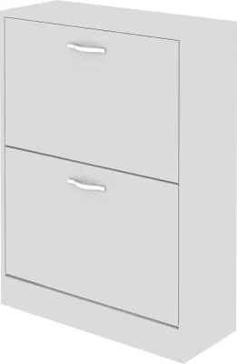 Image de Meuble à chaussures avec 2 compartiments à abattants pour ranger les chaussures - Rangement en bois blanc