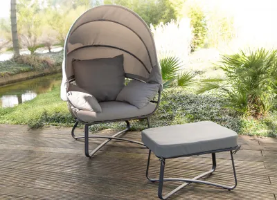 Produktbild von Egg Chair Loungesessel mit faltbarem Dach Anthrazit
