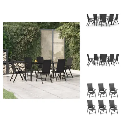 Produktbild von vidaXL 7-tlg. Garten-Essgruppe Schwarz Poly Rattan -  Gartenmöbel-Sets