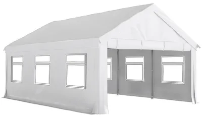 Immagine prodotto di Gazebo da Giardino 597x395x302 cm con Pannelli Laterali 6 Finestre e Doppio Ingresso in Acciaio Galvanizzato Bianco