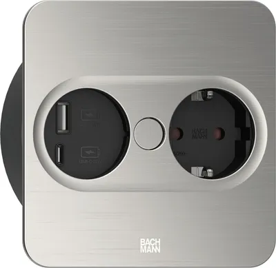 Image de BACHMANN TWIST 2 1xCEE7/3 1xUSB A/C 22W 2,0m AEH aspect inox carré
