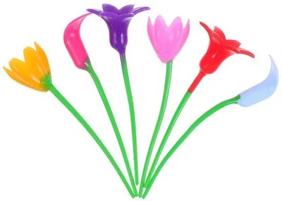 Produktbild von Famanu Set von 6 Blütenförmigen Weinglasmarkern - Bunte Silikon-Accessoires