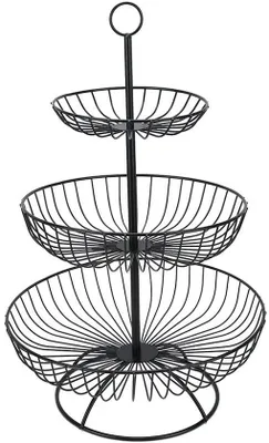 Produktbild von Frischhalter 3-Schicht - Metallische Regalwand - Obstschale - Gemüse Lagerung - Raumsparend - Vintage Dekoration