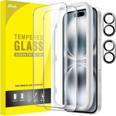 Produktbild von Schutzfolie für iPhone 16 6,1 Zoll mit Kameraschutz, 2 Stück, Gehärtetes Glas, HD Klar