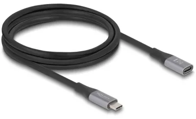 Produktbild von Delock USB 40 Gbps Verlängerungskabel USB-C Stecker zu Buchse PD 3.1 240 W 2 m grau Metall