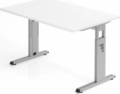 Produktbild von Sitz-Steh-Schreibtisch Juhani | Weiß | Breite 120cm | Höhe 65-85cm | stufenlos höhenverstellbar | Rechteckform