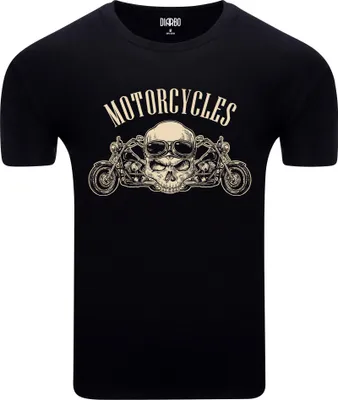 Produktbild von Diarbo Herren T-Shirt mit Motorliebhaber Druck Motorradschädel Schwarz Gr.XXXL