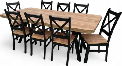 Produktbild von Set Klapptisch Square Zaowal 100x100/200 cm + 8x Stuhl Eiche Craft