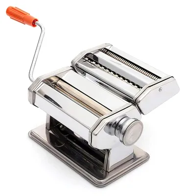 Produktbild von Nudelmaschine aus Edelstahl - 3-in-1 Nudelschneider mit 6 einstellbaren Teigdicken für selbstgemachte Spaghetti und frische Teigwaren (20 * 18,5 * 13,5 cm)