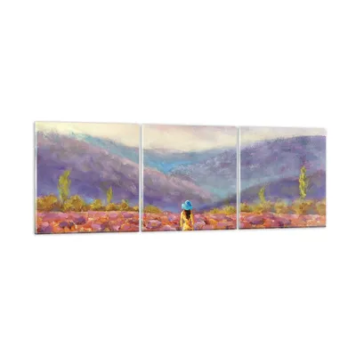 Produktbild von Bilder auf glas - 3 Teile - Feld Frau Landschaft - 150x50cm - Glasbilder - Wandbilder - Bilder - zum Aufhängen bereit - Wanddekoration aus Glas - Glas Bilder - Wandbild auf Glas - GCA150x50-5074