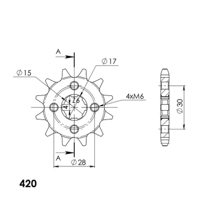 Produktbild von Ritzel Supersprox 420 - 12Z CST-253:12|grobverzahnt 15,0/17,0