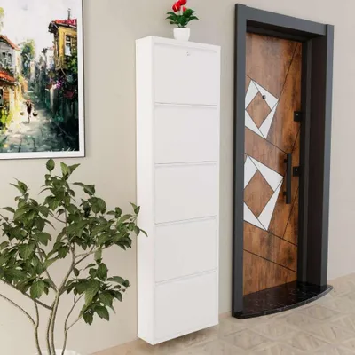 Produktbild von Skye Decor, Locking 5 Piece Metal - White, Schuhschrank, Weiß, 100% METALL, 50 x 15 x 169 cm