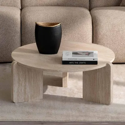 Obrázok produktu pre Milton & Oldbrook Couchtisch Ø 80 cm Ulvila Travertínový vzhľad