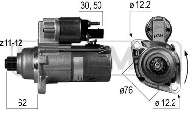 Produktbild von ERA 220535A Starter Anlasser 2kW für VW GOLF VI (5K1) 12V