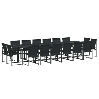 Produktbild von vidaXL 17-tlg. Garten-Essgruppe Schwarz Textilene