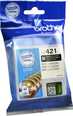 Produktbild von Brother LC421BK, Schwarz, 1 Stück(e), 200 Seiten, 0 Seiten, Einzelpackung