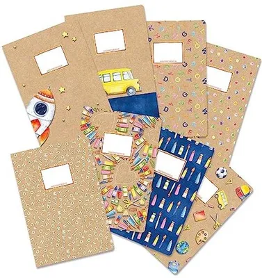 Produktbild von Kartonnen Kindermappen, DIN-A4, losbladig, 350g/m², Kraftpapiermotief, Set 2