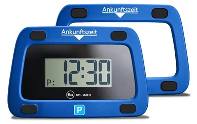 Produktbild von Digitale Parkscheibe V0 mit Zusatzrahmen– elektronische Parkuhr – Mit Magnethalterung und Innenraumdisplay– StVO-konform & automatische Zeiteinstellung – für Deutschland und Dänemark