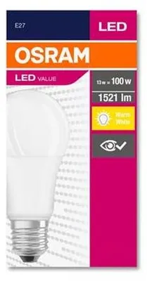 Obrázok produktu pre LED žiarovka, E27, guľa, A60, 13W, 1521 lm, 2700K (MF), OSRAM "Value"