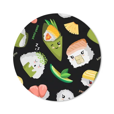 Produktbild von MuchoWow® Mauspad Mousepad Kawaii - Sushi - Schablonen 20x20 cm - Mousepads - Maus Mat - Pad - Mausunterlage - Schreibtischmatte