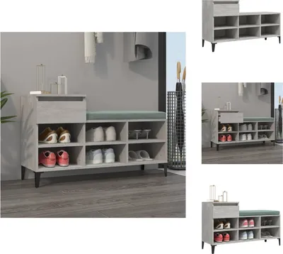 Immagine prodotto di vidaXL Portascarpe grigio cemento 102x36x60 cm in legno - Portascarpe e armadietti